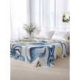 thumbnail image 5 of Ocean Coastal Queen Size Flat Sheet, Wrinkleproof & Fadeproof Cooling Flat Bed Sheet Only, Summer Nautical Starfish Conch Shells Breathable Soft Bedding Top Sheets 90 x 102 Inches, 5 of 8