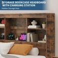 thumbnail image 5 of Studyset King Size Bed Frame with High Storage Bookcase Headboard, Wood Bed Frame with 4 Storage Drawers, Built in Charging Station,No Box Spring Needed, Metal Frame, Noise-Free, Vintage Brown, 5 of 6