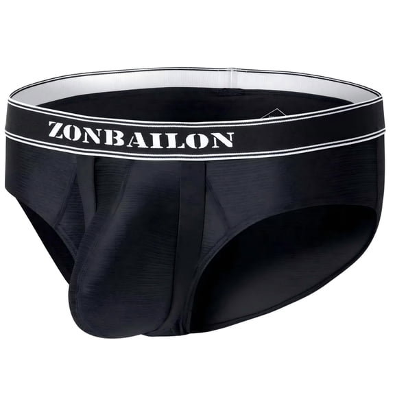 TANBOM Men's Bulge Enhancing Briefs Mesh Nylon Underwear Black L 1-Pack