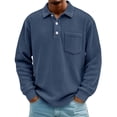 thumbnail image 5 of Mens Polo Shirts Long Sleeve Corduroy Lapel Collar Men Shirts Casual Comfort Button-Down Golf Shirt with Pocket, L, 5 of 5