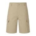 thumbnail image 6 of Mens Cargo Shorts Casual Quarter Pants with Pocket Solid Color Comfortable Mens Casual Shorts Khaki L, 6 of 8