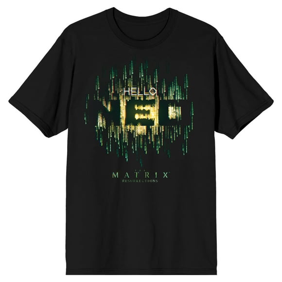 The Matrix Hello Neo Men's Black T-shirt-Medium