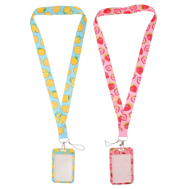 2Pcs ID Card Holder Card Sleeve Bus Card Holder Work Card Protector Hanging Card Case with Lanyard