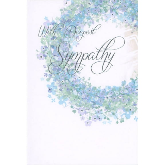 Pictura Pastel Blue, Green and Purple Floral Wreath Sympathy Card