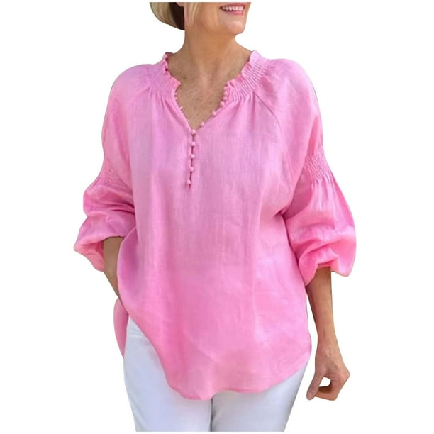 Vestidos Casuales Para Mujer, Blusas De Mujer De Moda Cárdigan informal de lino para mujer con mangas tres cuartos, color transparente, multicolor.