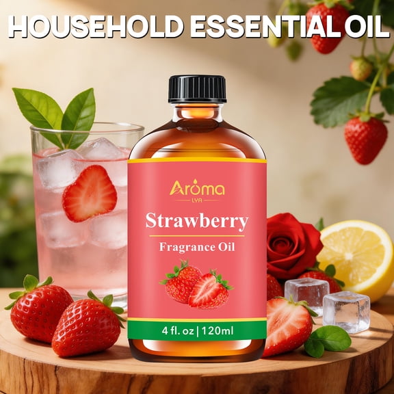 Aroma Strawberry Fragrance Oil - 120ml (4 fl. oz.) Household Scented Oil for Diffusers, Candles & Home Fragrance