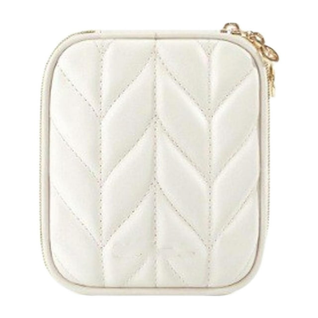 Organizador de joyas de viaje, joyero con cremallera, de piel sintética, para pendientes. Beige