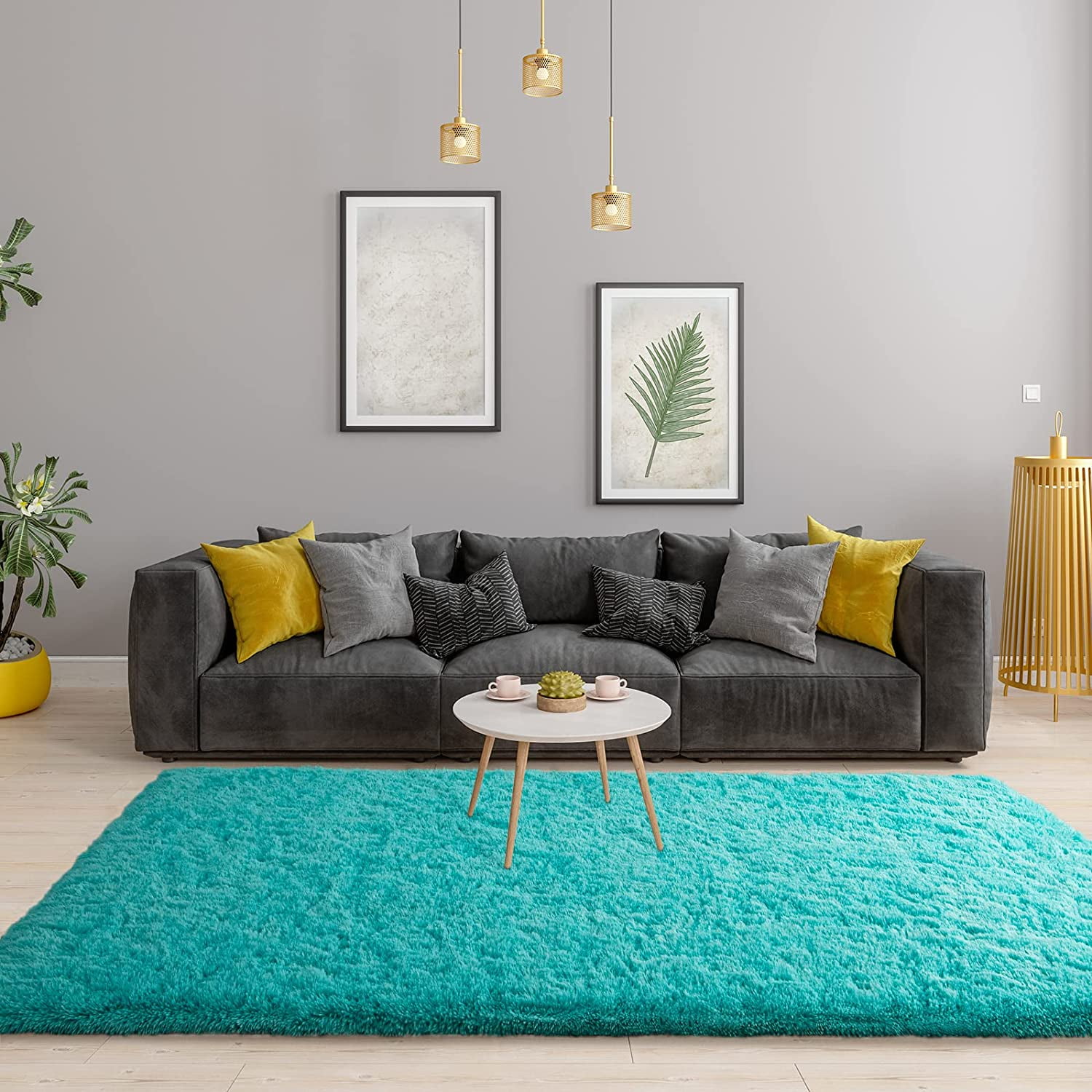 Softlife Super Soft Shaggy Area Rugs for Living Room Fluffy Carpets for Bedroom Home Decor,5.3'X7.5', Blue