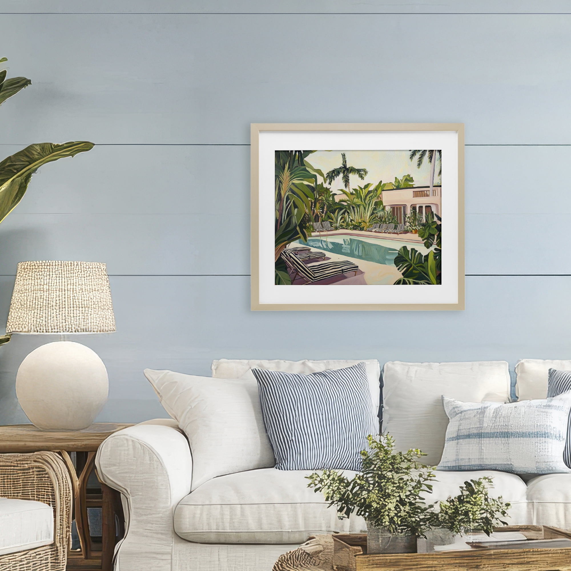 Stupell Industries Poolside Resort Lounge Chairs Birch Framed Print Under Glass, design by Sisi and Seb