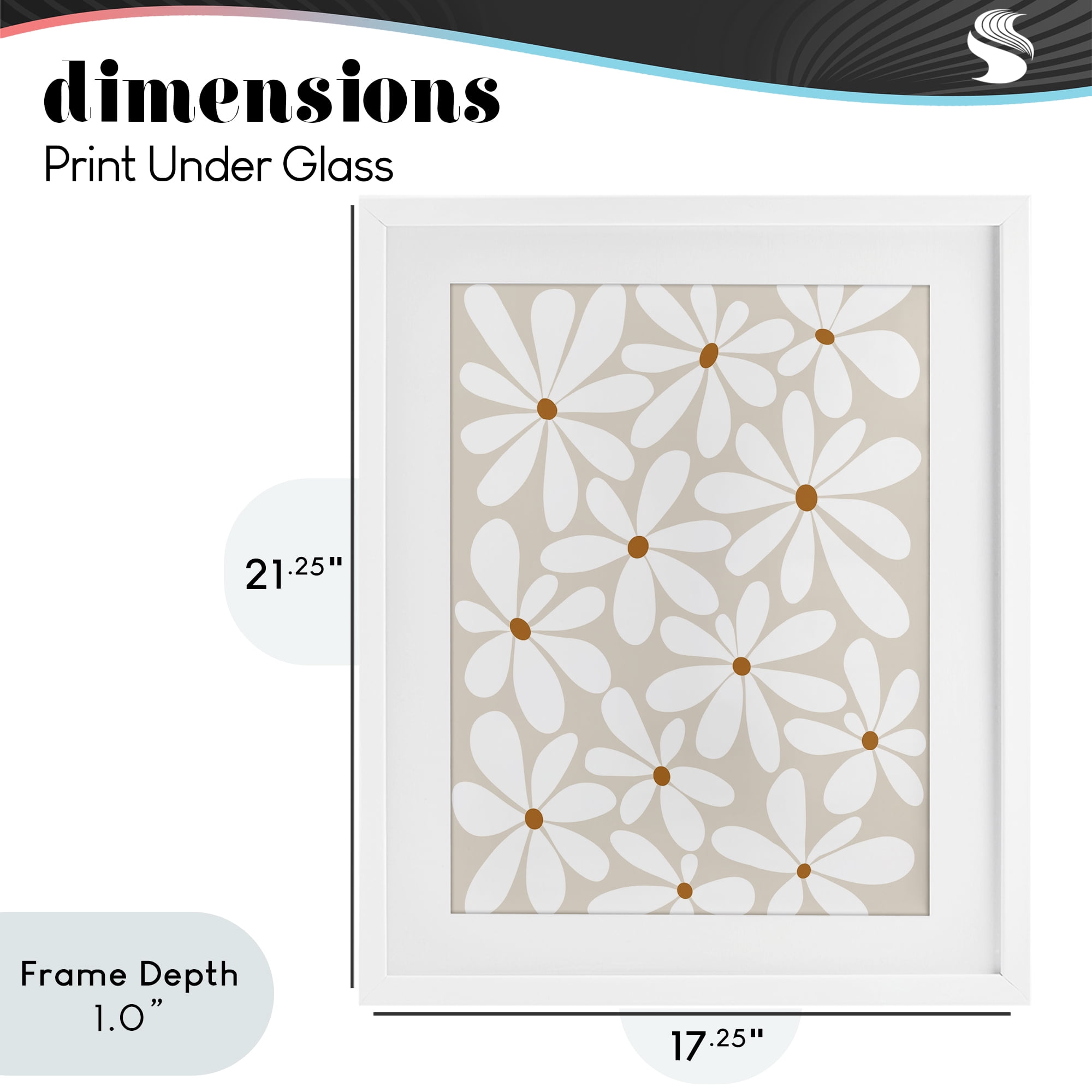 Stupell Industries Beige & White Daisies White Framed Print Under Glass, design by Susan Ball