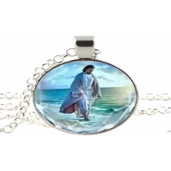 Religious Faith Jesus Art Photo Glass Necklace Pendants