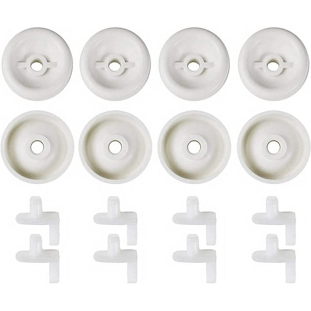 (8 Pack) Exact Replacement Dishwasher Dishrack Rollers and Studs - Lower Rack Wheel Kit Compatible with GE, Kenmore, and Hotpoint Dishwashers Part Number WD35X21038
