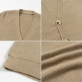 thumbnail image 5 of Light Weight Cardigan Sweater Mens V Neck Ribbed Knitwear Sweater Casual Lounge Slouchy Cardigans XXL, Khaki, 5 of 6
