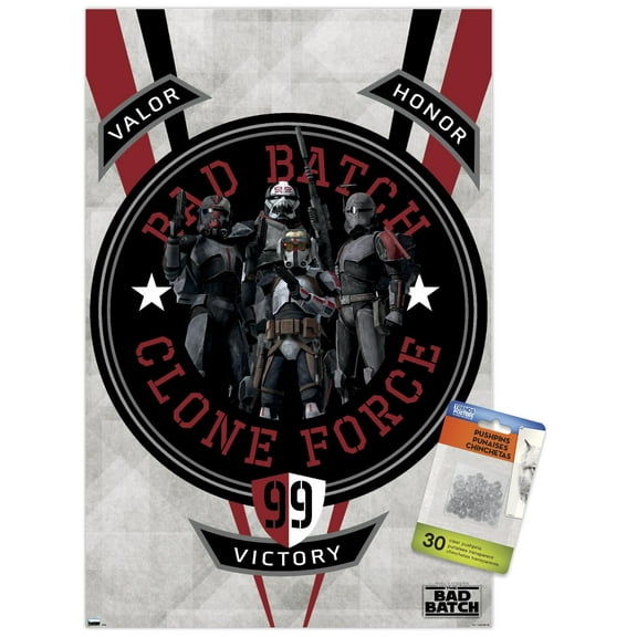 Star Wars: The Bad Batch - Badge Wall Poster with Pushpins, 14.725" x 22.375"