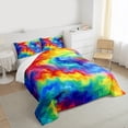 thumbnail image 3 of Manfei Watercolor Tie Dye King Size Comforter Sets,Modern Aesthetic Art Bedding Comforter Set,Yellow Blue Orange Bedding Set For Child,Super Cozy Room Decor,3 Pieces, 3 of 8