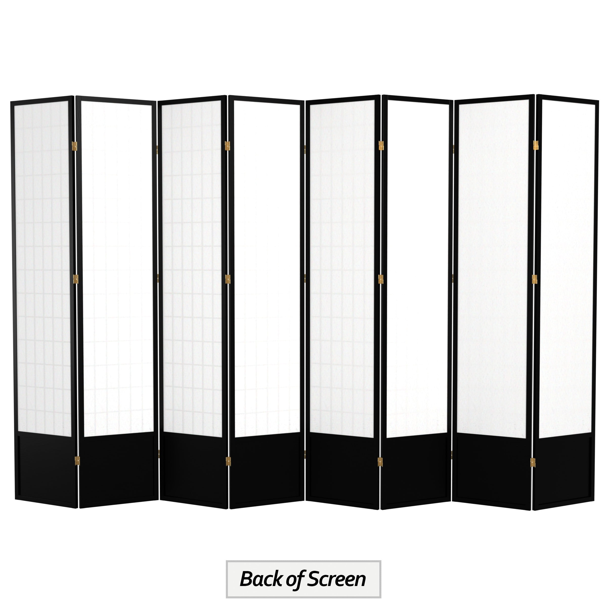 Red Lantern 7 ft. Tall Window Pane Shoji Screen - Black - 8 Panels