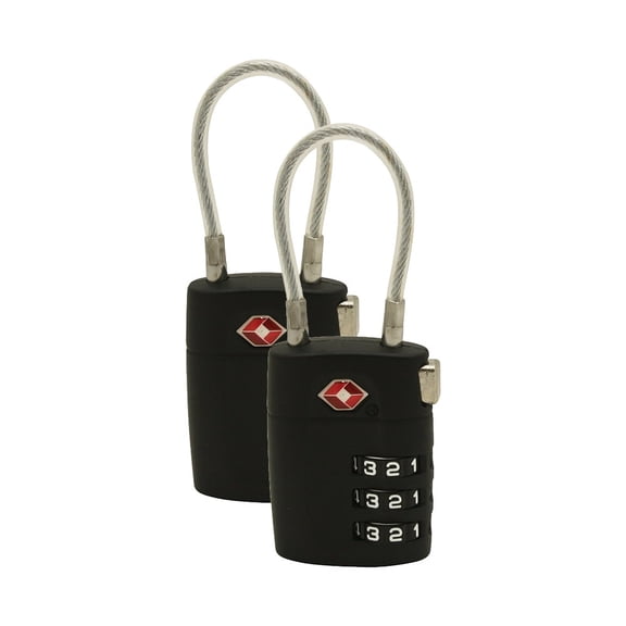 Thrifco 9507000 TSA-Approved 3-Digit Combination Luggage Locks – Black Zinc Ideal for Travel, Suitcases, Gym Lockers, Toolboxes & Backpacks