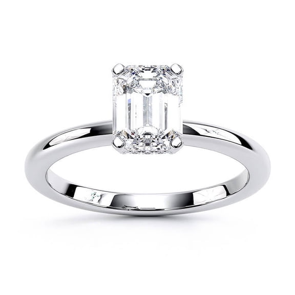 Veda Jewel Elegant 1.8 Ct Emerald Cut Solitaire Lab-Created Diamond Ring – 14K White Gold Plated Rings - Engagement Ring for Women – Unique Diamond Wedding Ring Gift - Anniversary Gifts for Wife