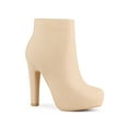 thumbnail image 1 of Unique Bargains Bottines à Talon Épais Plateforme pour Femmes Beige (Taille 9), 1 of 6