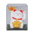 thumbnail image 2 of 2 Inch Lucky Cat Ornament,Solar Automatic Waving Lucky Cat Car Cashier Ornament Shop Feng Shui Cat Decoration Gift,White, 2 of 7