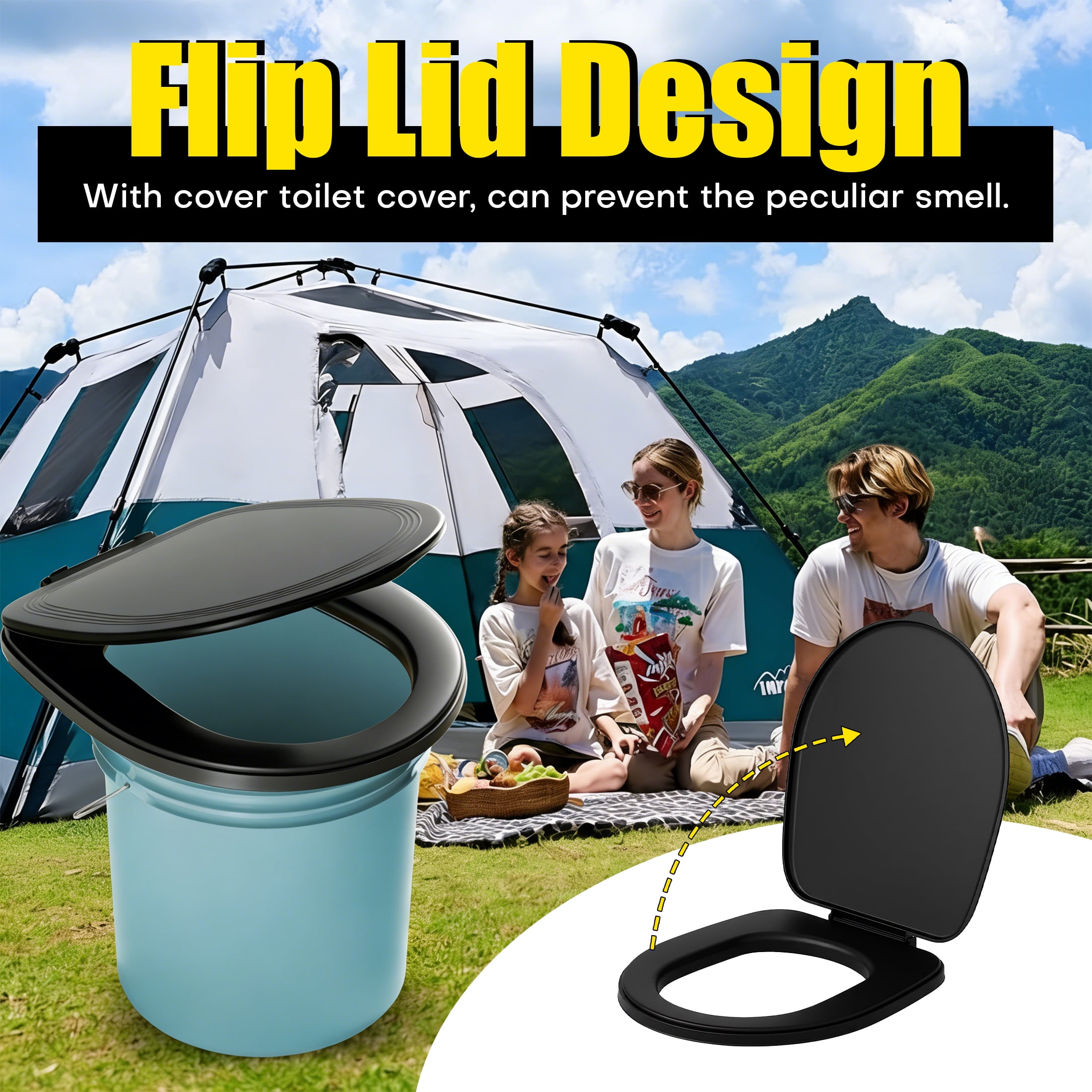 Toilet Seat, Outdoor Toilet Seat With Lid, Plastic Toilet Seat Cover Easy to Carry Portable Camping Outdoor Toilet Seat for Adults