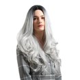 thumbnail image 2 of Peluca de Cosplay Rizada Sintética Elegante de 26 Pulgadas, Pelucas de Disfraz en Espiral Resistentes Al Calor de Pelo Largo Y Liso para Mujer Y Mujer Gris negro Sunnimix Pelucas de mujer, 2 of 8