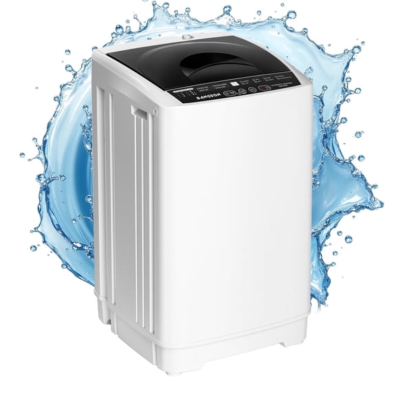 BANGSON 1.08cu.ft Portable Washing Machine, Full-Automatic Compact Washer with 8 Programs & Drain Pump for Apartment, Dorm, Home