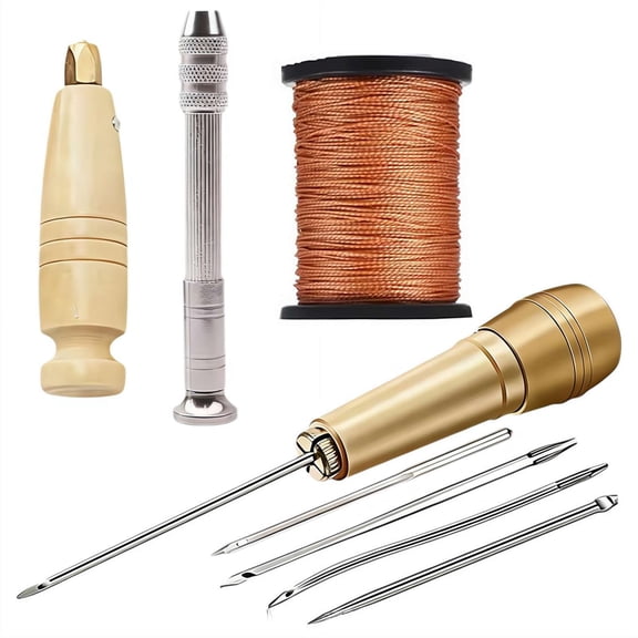 Sewing Kit, Professional Leather Sewing Needle with Handle, Hand Sewing Tool for Leather Canvas Shoe Repair, Saddle Coat Bookbinding – Alloy Metal Craft Kit
