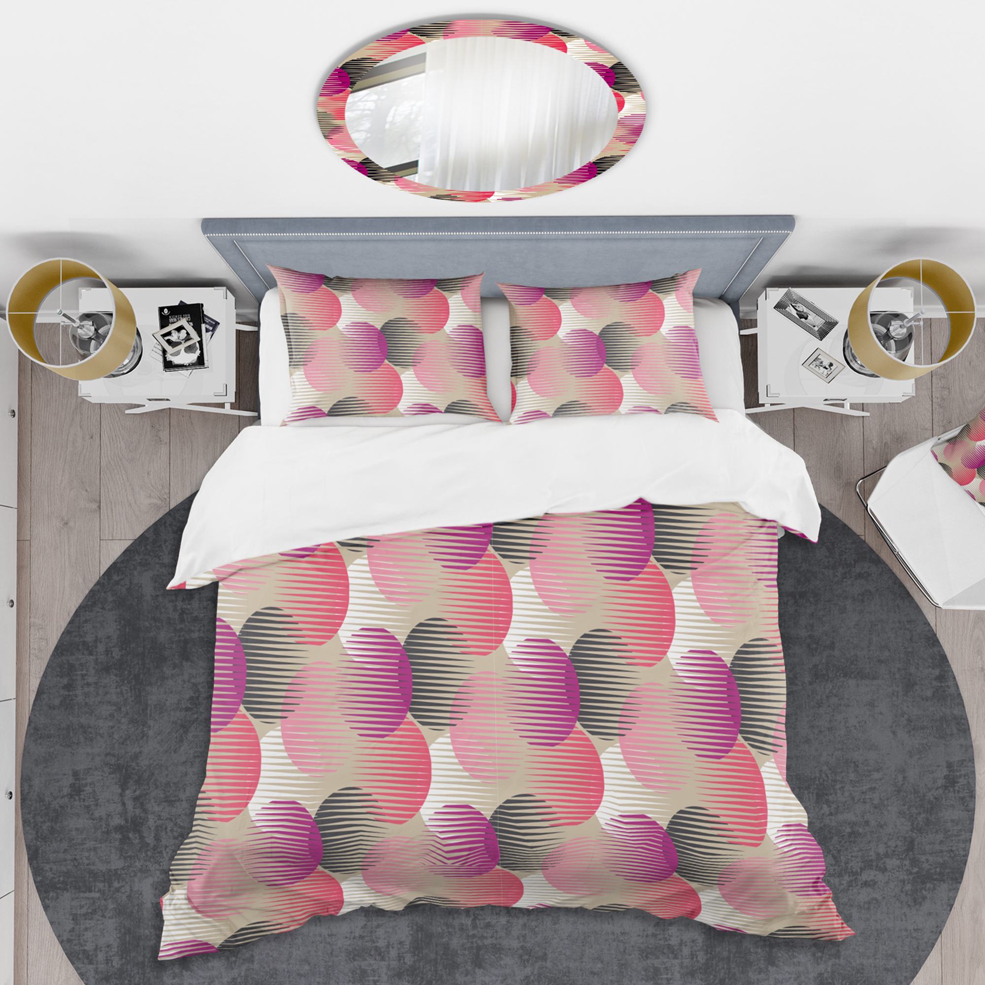 Designart 'Retro Circular Pattern VIII' Mid-Century Modern Duvet Cover Set