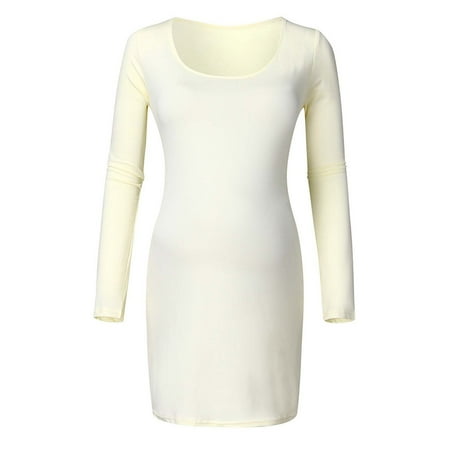 

Mikilon Pregnant Women Clothes Sexy Solid Color Long Sleeve Round Neck Maternity Dress Maternity Dresses for Women Plus Size on Clearance