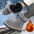 thumbnail image 5 of Lovzfmll Winter Boots for Women, Mid Calf Snow Boots Faux Fur Lined Letters, Low Heel Round Toe Booties Winter Warm Casual Gray Boots, 5 of 8