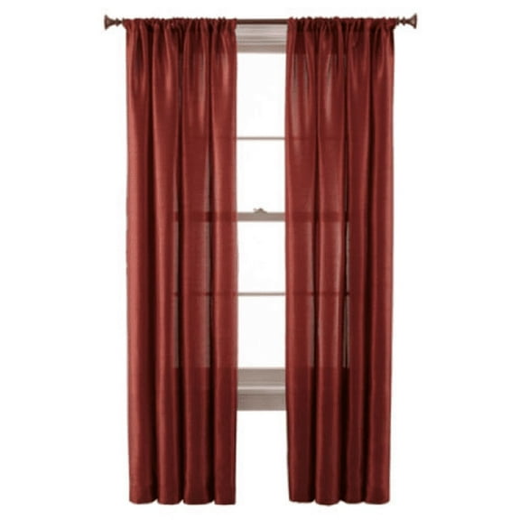 2-PC Set MR2 Brick color Rod Pocket Faux Silk Window Curtain Treatment, Set of Two (2) Solid Semi Sheer Panels 55" W x 84" L (Each)