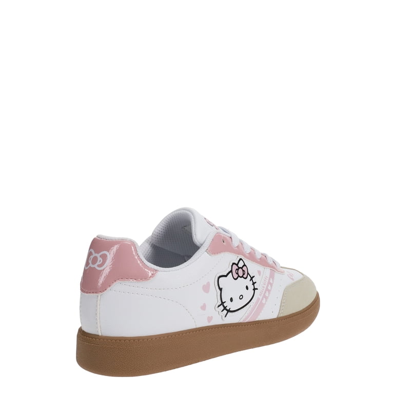 Hello Kitty, Women's Casual T-Toe Sneakers, 6, White and Pink