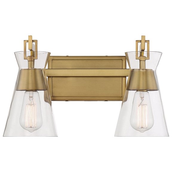 Lakewood 2-Light Bathroom Vanity Light in Warm Brass
