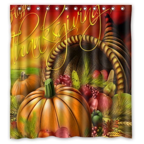 MOHome Happy Thanksgiving Day Pumpkin Shower Curtain Waterproof