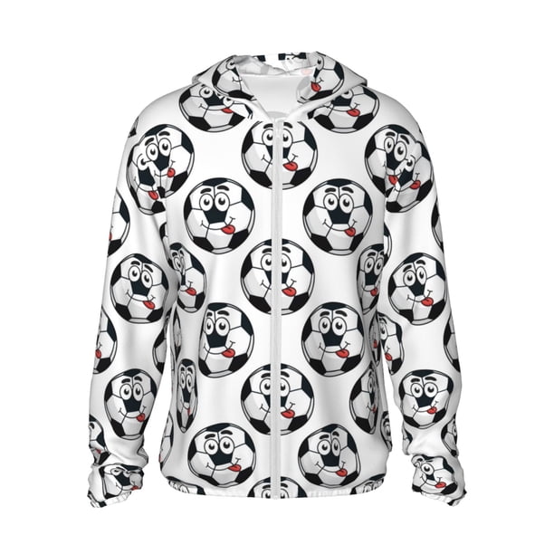 Fotbe Happy Football Chaqueta con Protección Solar UPF 50+ para Hombre y Mujer, Camisa con Capucha y Bolsillos-3X-Large