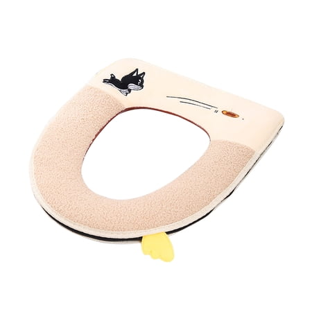Thaisu Toilet Seat Cover with Handle, Cartoon Dog Embroidery Universal Size Washable Bathroom Tool