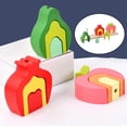 thumbnail image 3 of Bloques de alfabeto de columna de juego de frutas de rompecabezas Montessori educativos antiguos Números tempranos A, 3 of 9