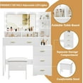 thumbnail image 3 of TROPOW Vanity Desk,Makeup Vanity,with Mirror and Lights,Makeup Vanity Desk with Mirror and Lights, Vanity Set with 3 Adjustable Lighting Colors, Dressing Table with 4 Large Drawers, 3 of 7