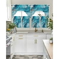 thumbnail image 5 of Turquoise Modern Kitchen Curtains Sets 24 Inch Length with Valance, Teal Grey Marble Textured Swag Valances and Tiers Curtain Set Drapes Swag Curtains for Living Room, Bathroom, Bedroom, Cafe, 5 of 6