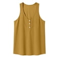 thumbnail image 6 of Womens V Neck Henley Button Front Tank Tops Sleeveless Top Cotton Linen Racerback Tie Front Knot Loose Fit Summer Casual Daily Vest, #02 Earthy Yellow, M, 6 of 7