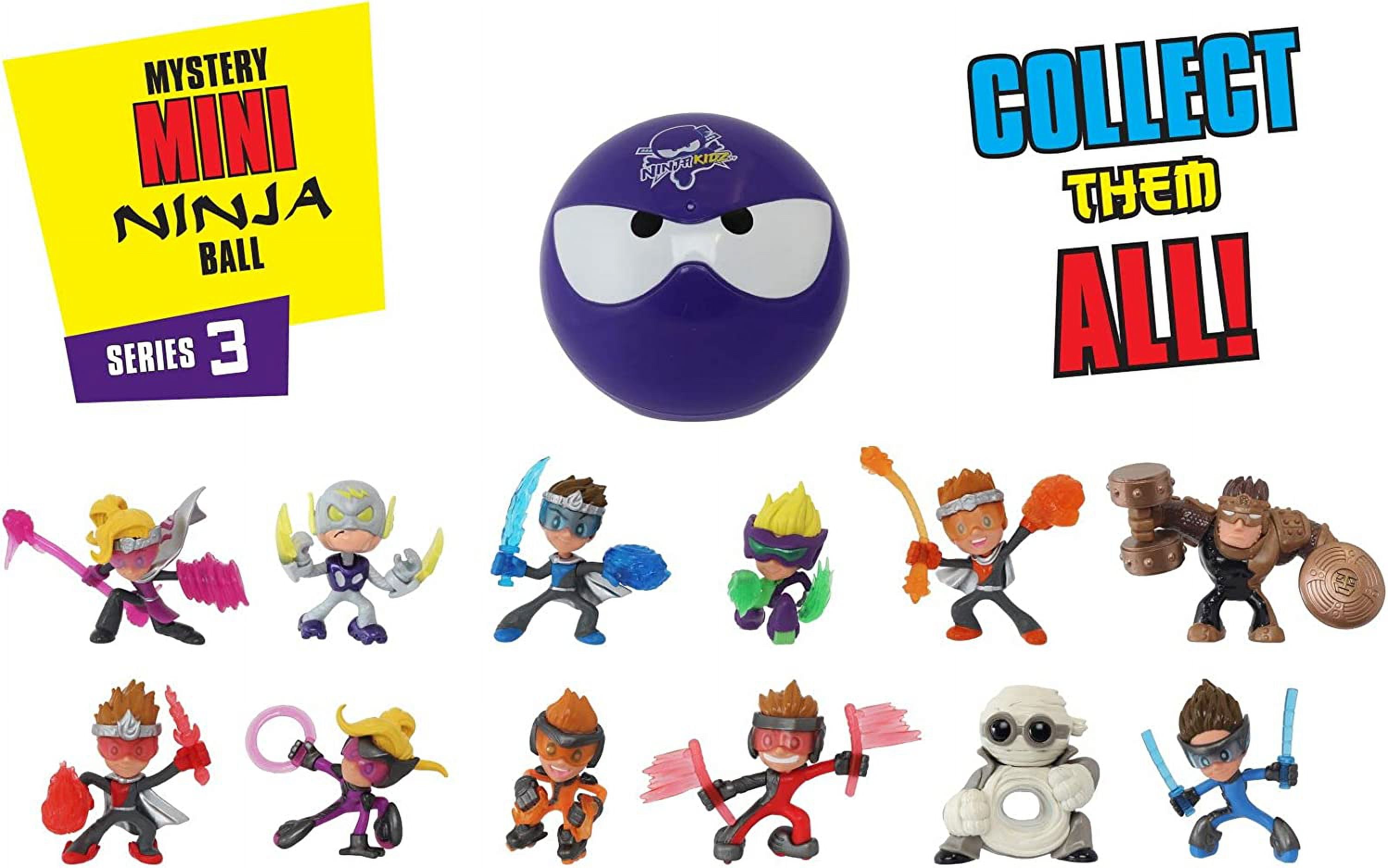 NINJA KIDZ TV Mini Mystery Ninja Ball 2 Pack - Series 3 Purple | Includes 2 Characters of 13 Possible | 6 Unique Ninja Balls to Collect