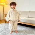 thumbnail image 2 of 1-7T Toddler Little Boys Girls Winter Warm Fleece Clothes 2Pcs Kids Casual Thick Plush Zipper Jacket Coat with Pockets + Solid Long Pant Set, 2 of 7