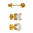 thumbnail image 2 of 14K Gold Plated Stud Earrings for Womens,Cubic Zirconia Hypoallergenic 925 Silver Post Earrings for Men Gifts for Women 9 Pairs, 2 of 10