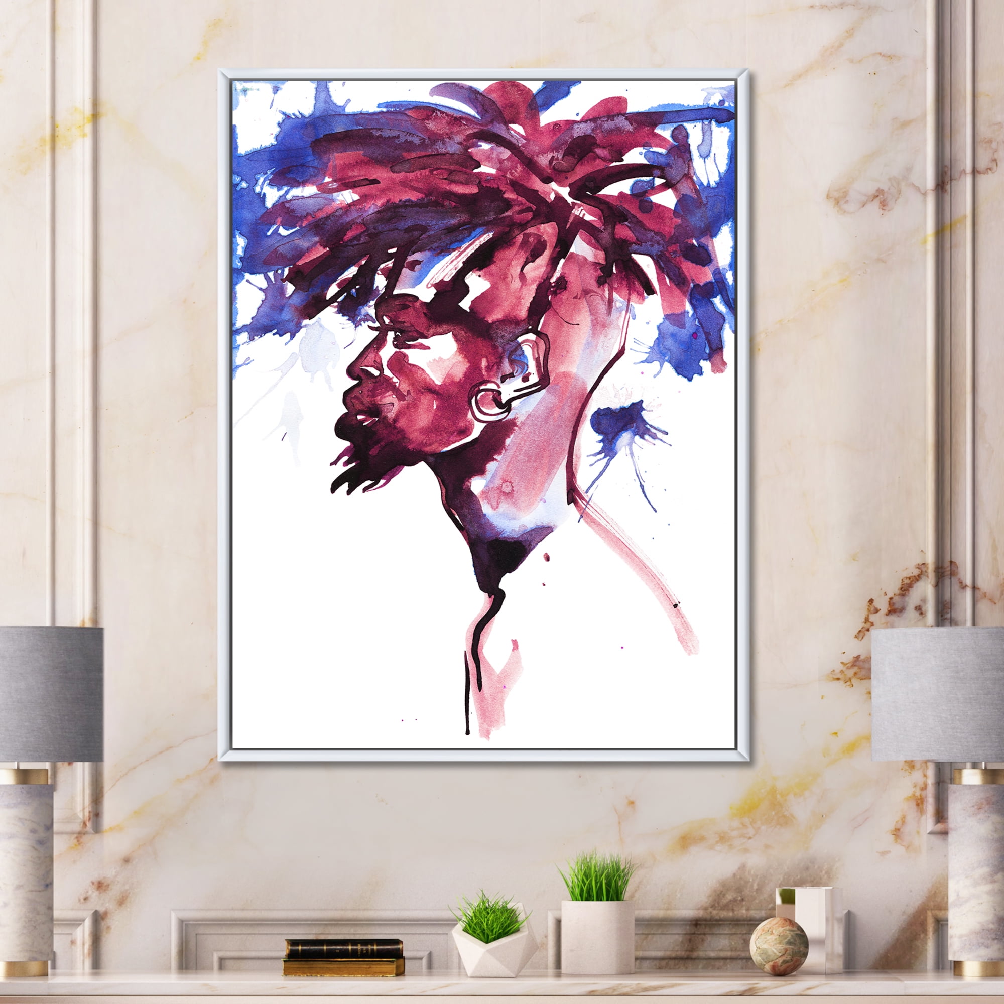 Designart 'Fashion Portrait of Handsome African Man' Modern Framed Canvas Wall Art Print