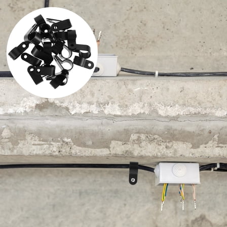 ELAYARD 50Pcs Black Cable Clips Thickened PVC Rope Light Mounting Clips for Outdoor Use