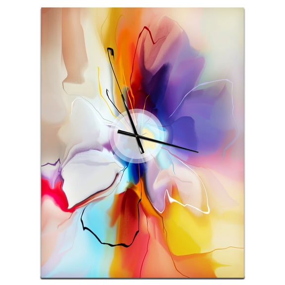 Designart 'Creative Flower in Multiple Colors' Farmhouse Wall Clock