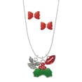 thumbnail image 1 of Delight Jewelry Silvertone Small Angel with Heart Christmas Kiss Charm Necklace and Stud Earrings, 1 of 4