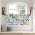 thumbnail image 3 of Blue Yellow Floral Spring Tier Curtains, Pastoral Green Summer Botanical Light Filtering Kitchen Curtains, 2Pcs Rod Pocket Half Window Treatments Panels for Sink Cafe Cabinet Camper 27.5x24 Inches, 3 of 9