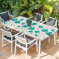 thumbnail image 2 of Turquoise Flowers Table Cloths for 3 Foot Rectangle Tables, Spring Retro Watercolor Botanical Floral Patio Waterproof Elastic Fitted Tablecloths, Washable Rectangular Table Cover for Camping, 2 of 8